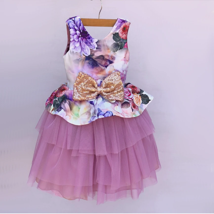 April Floral Satin And Tulle Dress