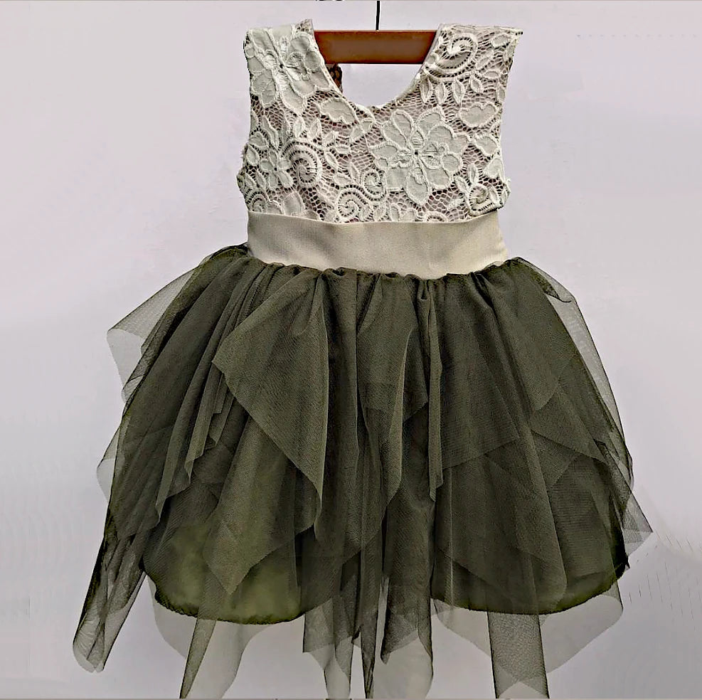 Phoebe Olive Green Lace Dress