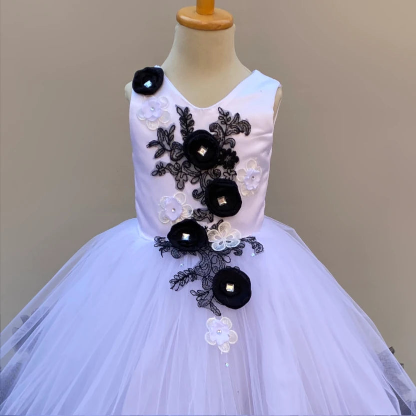 Kendra White And Black Tulle Gown