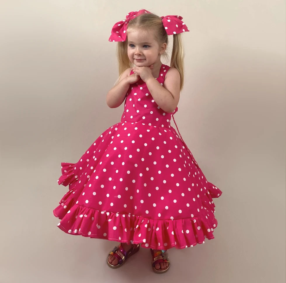 Pink Polka Dot Twirl Dress