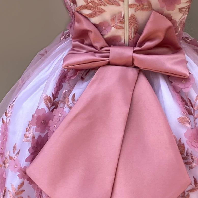 Malia pink 3D floral gown