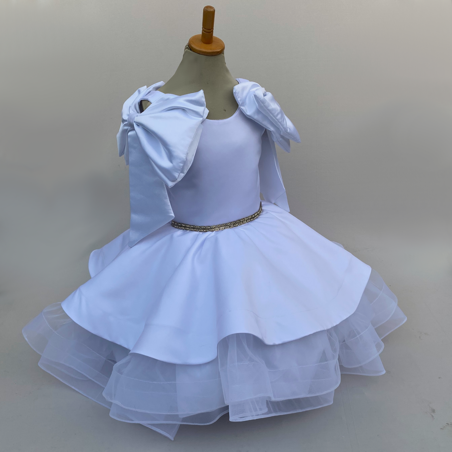 Madison White Satin And Tulle dress