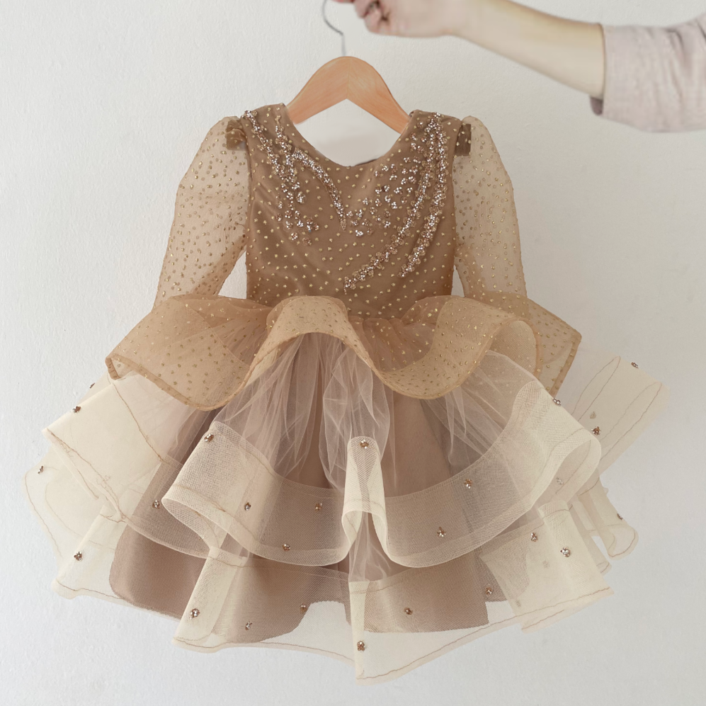 Lucine Gold Shimmer Event Dress