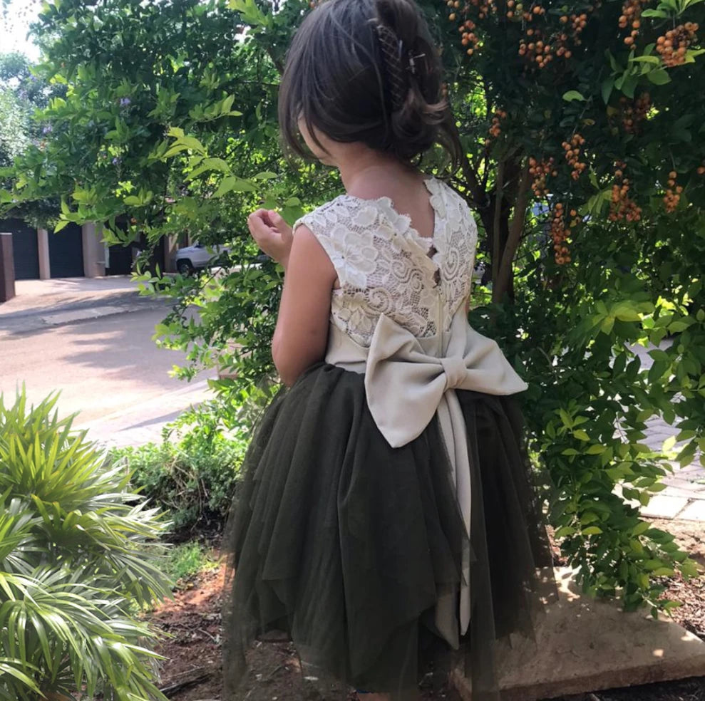 Phoebe Olive Green Lace Dress