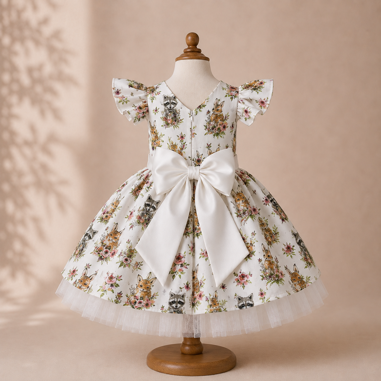 Woodland Animal Cotton and Tulle Dress