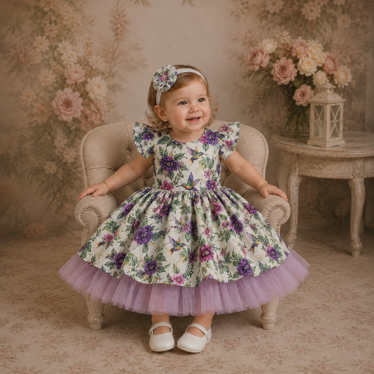 Hummingbird Cotton and Tulle Dress