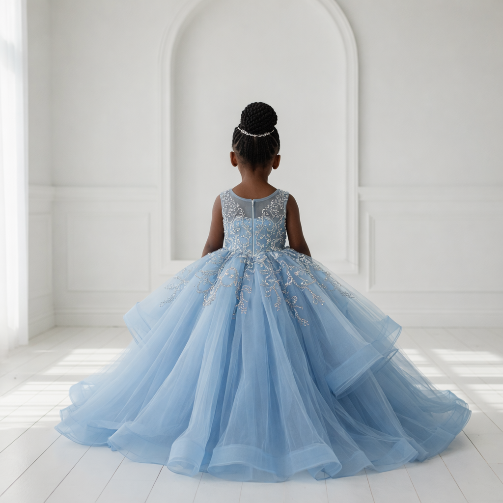 Luxury Powder Blue Princess Occasion Dress