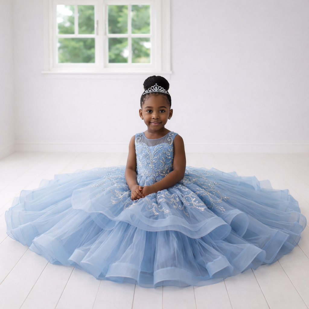 Luxury Powder Blue Princess Occasion Dress