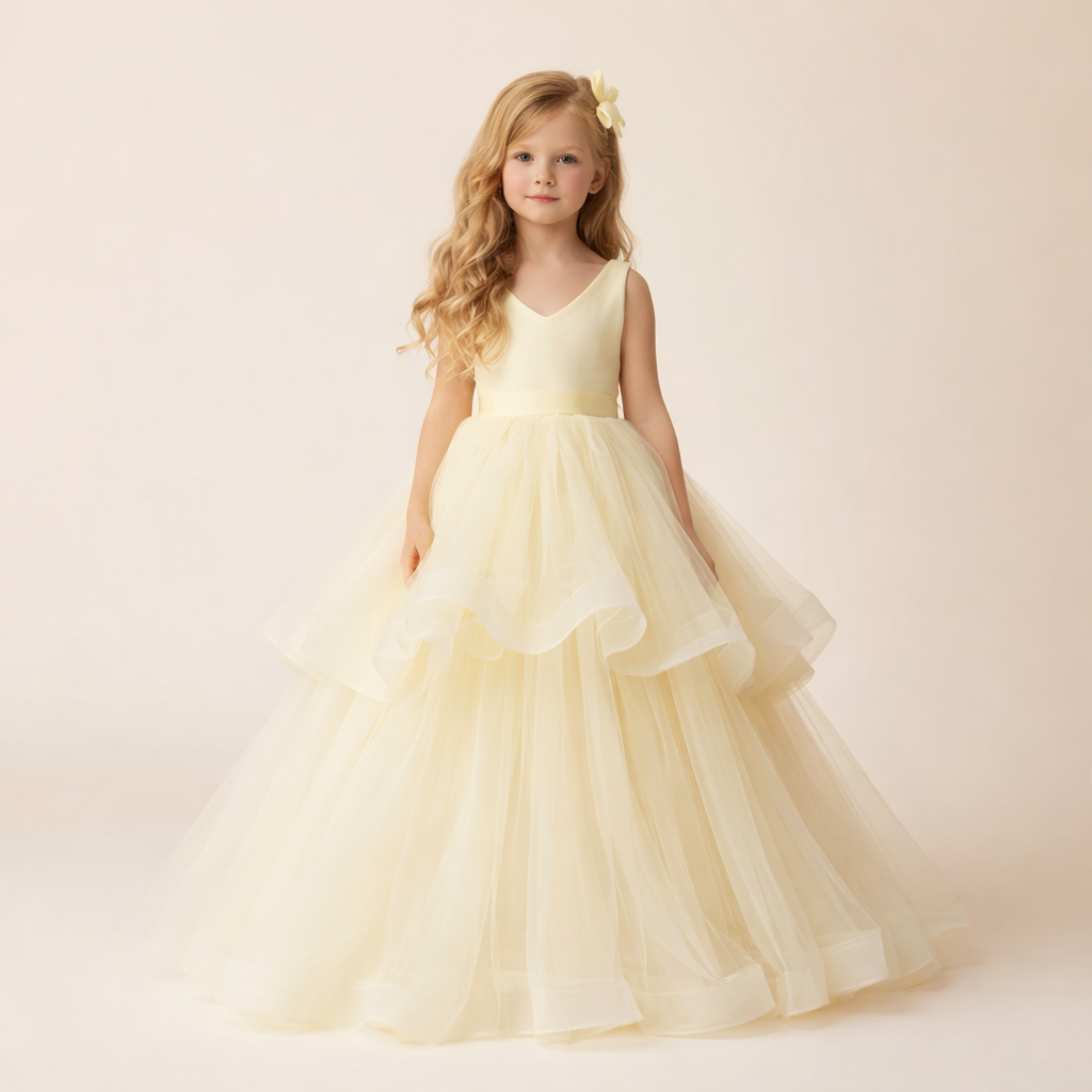 Butter Yellow Tulle Ball Gown