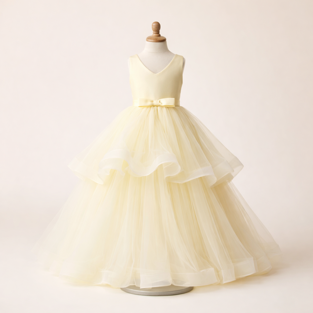 Butter Yellow Tulle Ball Gown