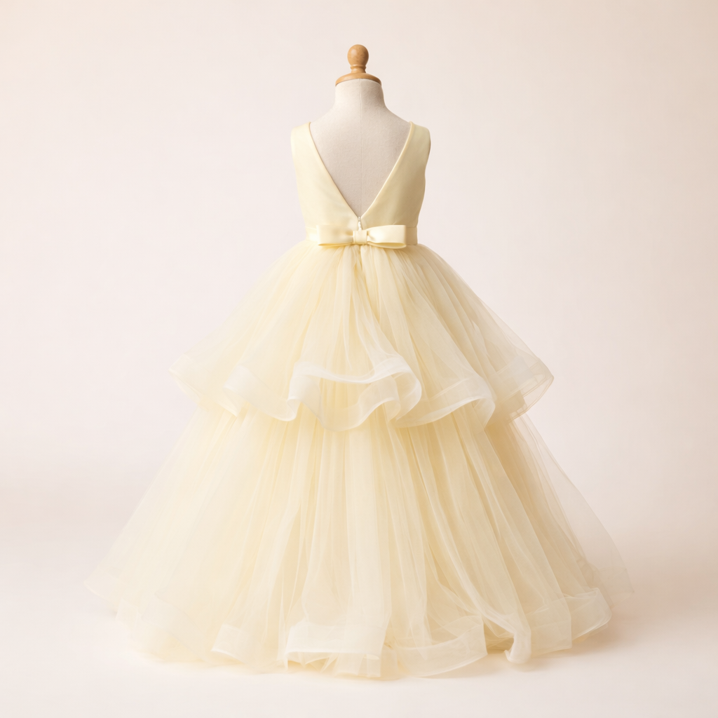 Butter Yellow Tulle Ball Gown