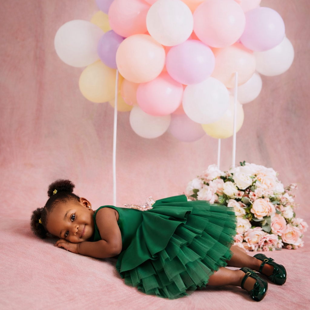 Forest Green Peplum Princess Dress