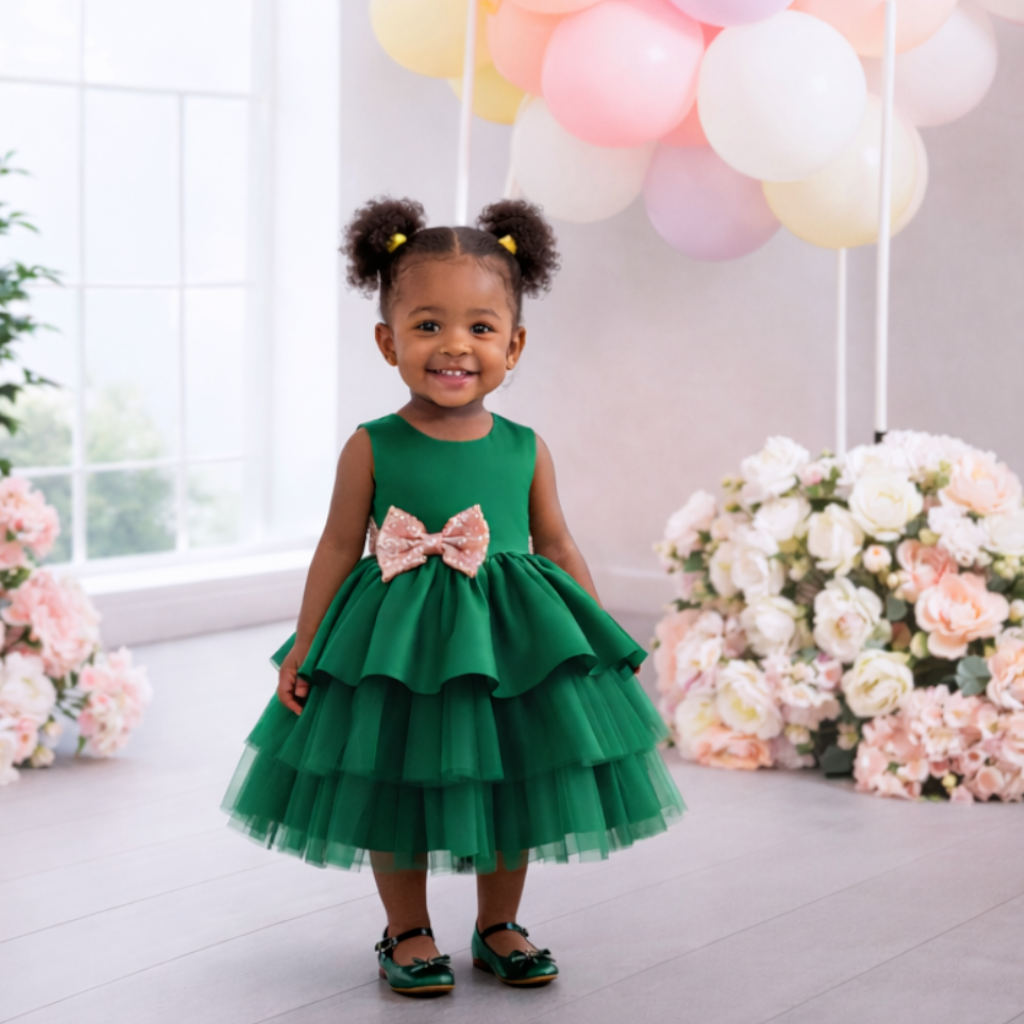 Forest Green Peplum Princess Dress