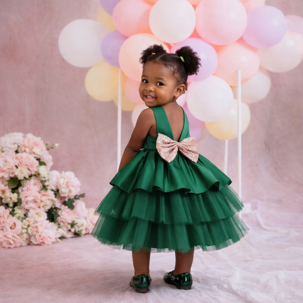 Forest Green Peplum Princess Dress