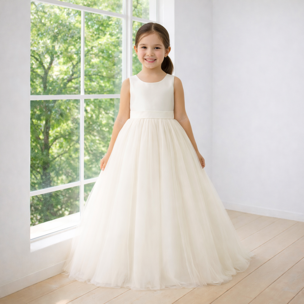 Ivory Flower Girl Dress with Full Tulle Skirt