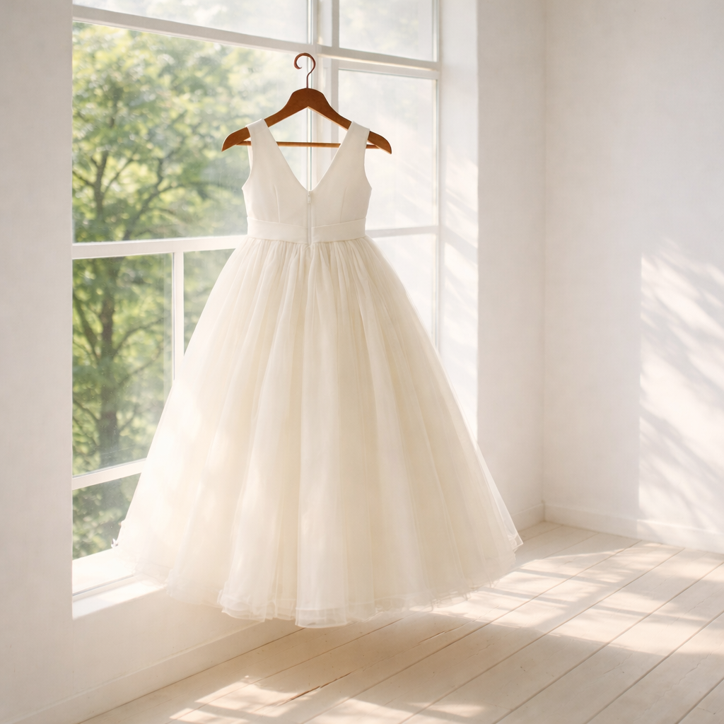 Ivory Flower Girl Dress with Full Tulle Skirt