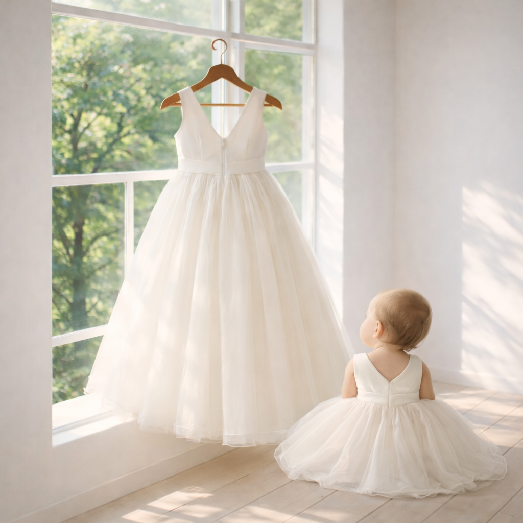 Ivory Flower Girl Dress with Full Tulle Skirt