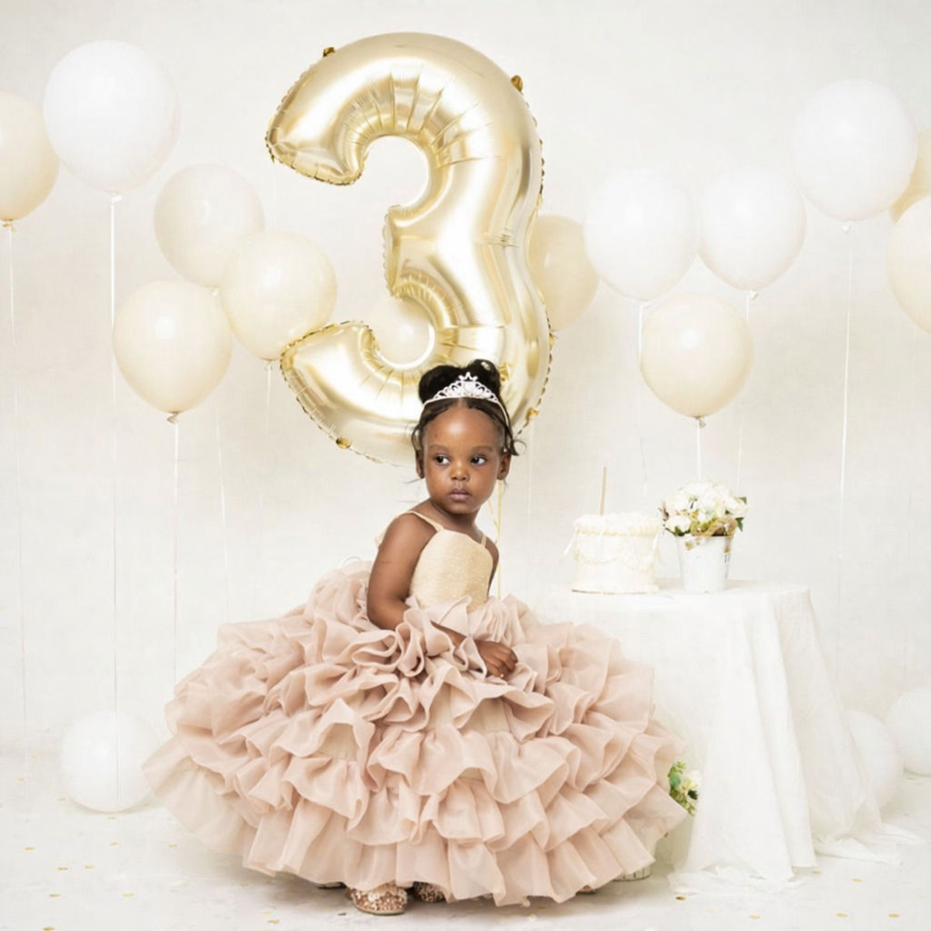 Mauve Pink Ruffle Tulle Celebration Gown