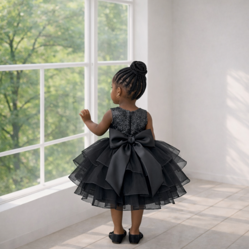 Black Couture Sequin Party Dress