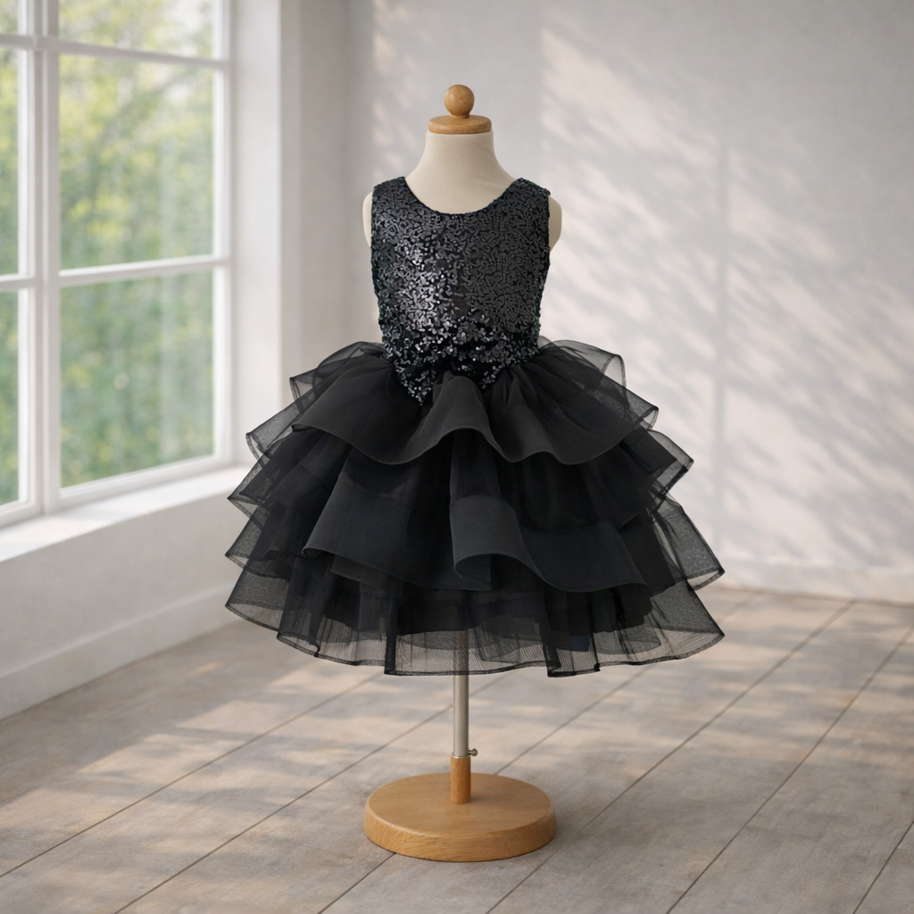 Black Couture Sequin Party Dress