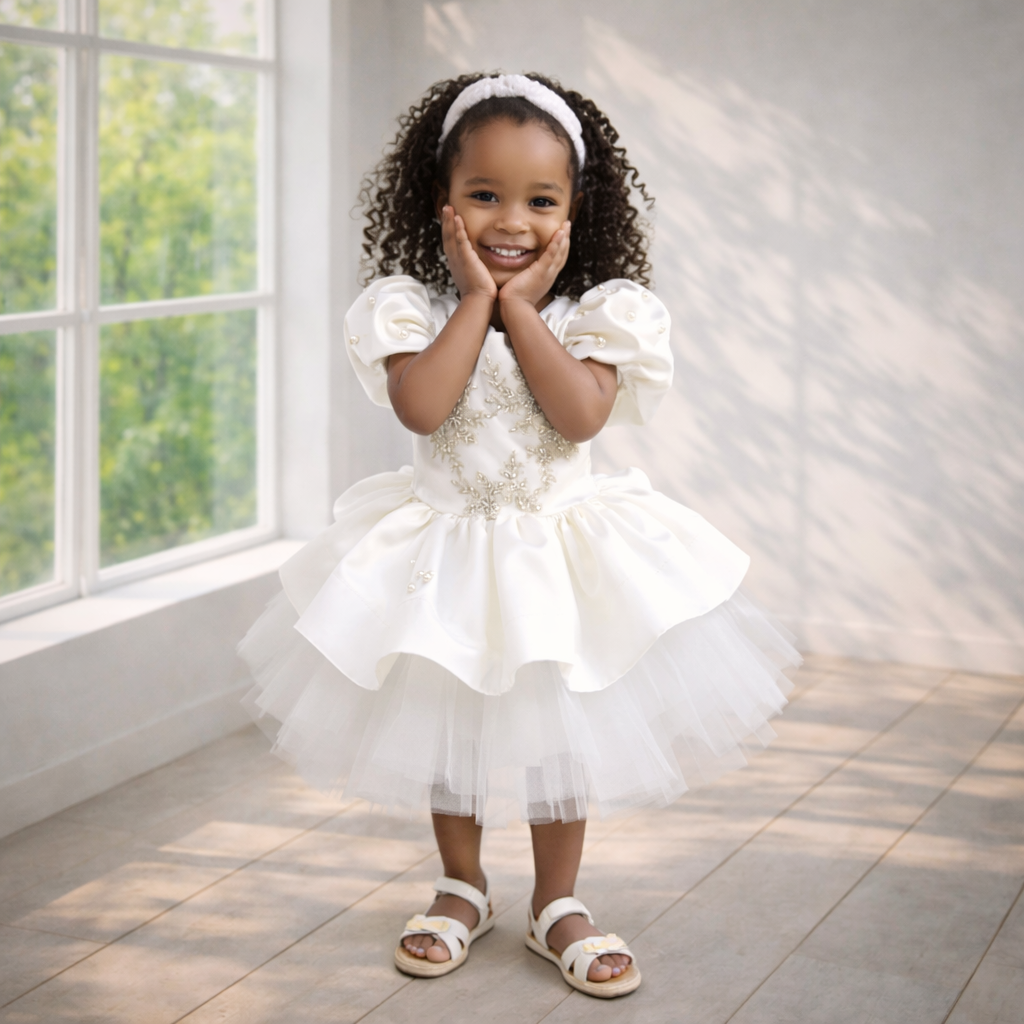 Off-White Satin Peplum Tutu Dress