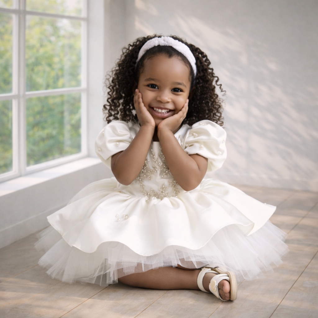 Off-White Satin Peplum Tutu Dress
