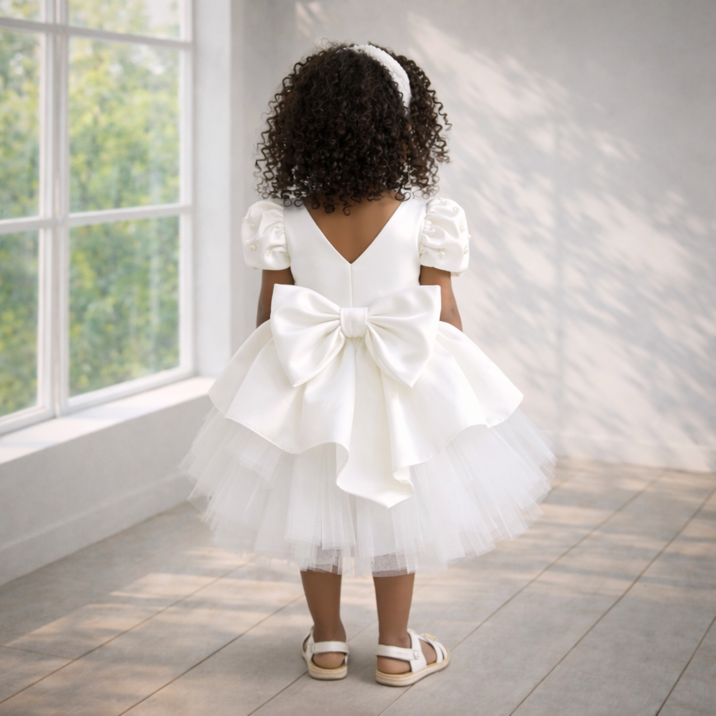 Off-White Satin Peplum Tutu Dress