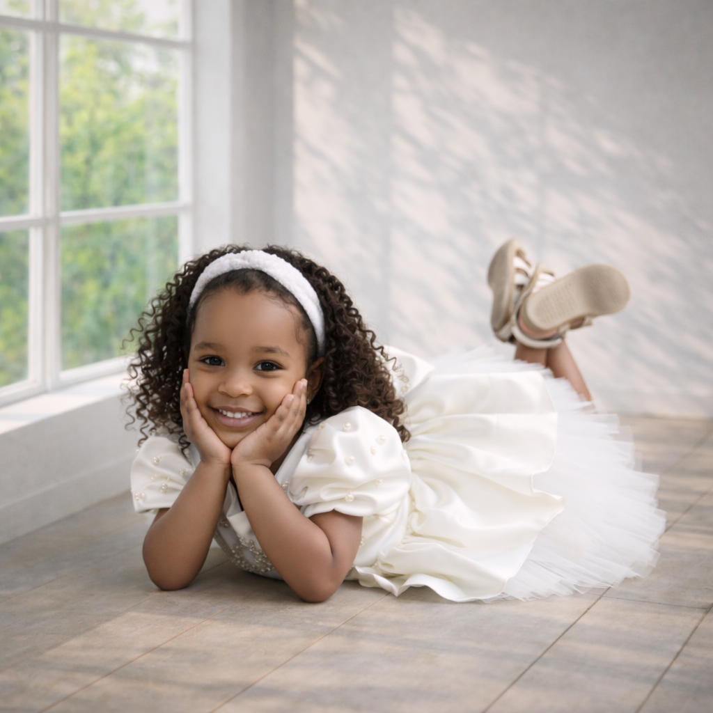 Off-White Satin Peplum Tutu Dress