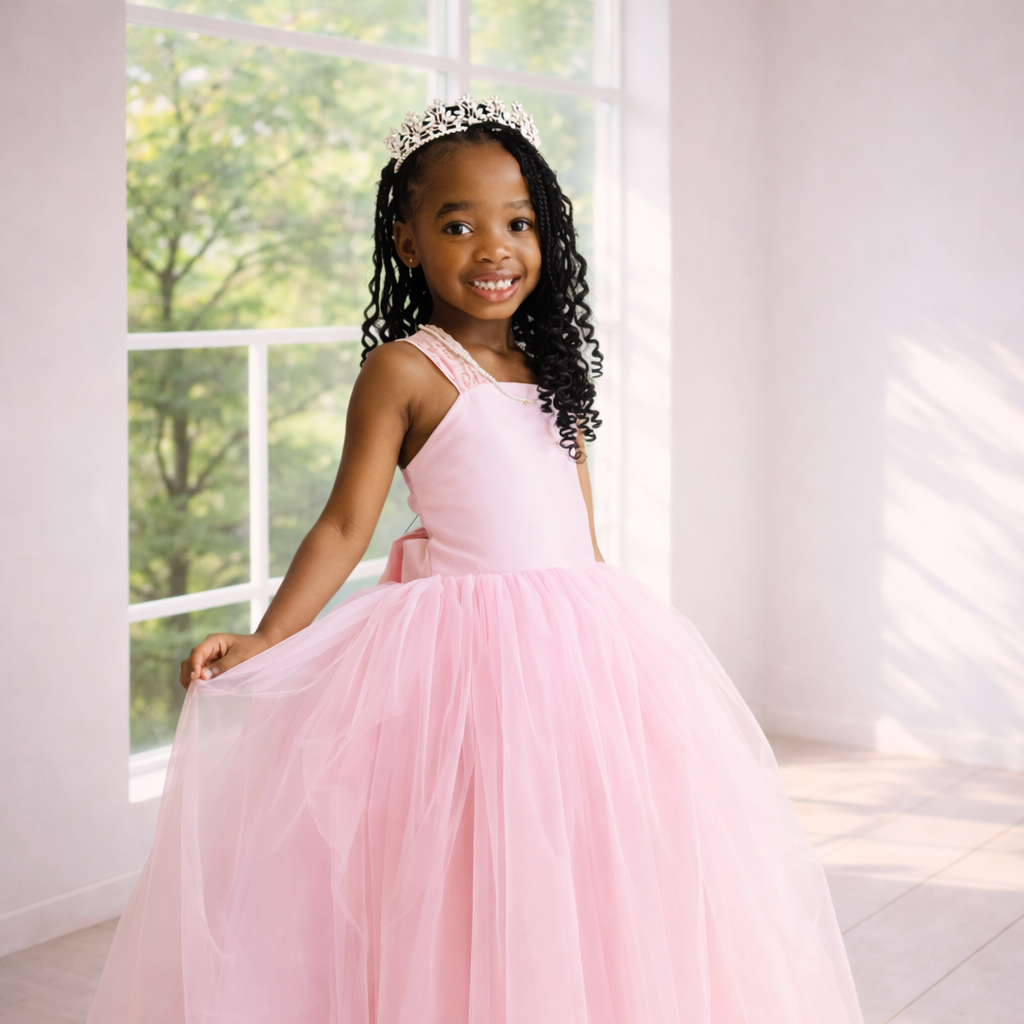 Blush Pink Extra Full Tutu Gown with Satin Bodice and Corset Back