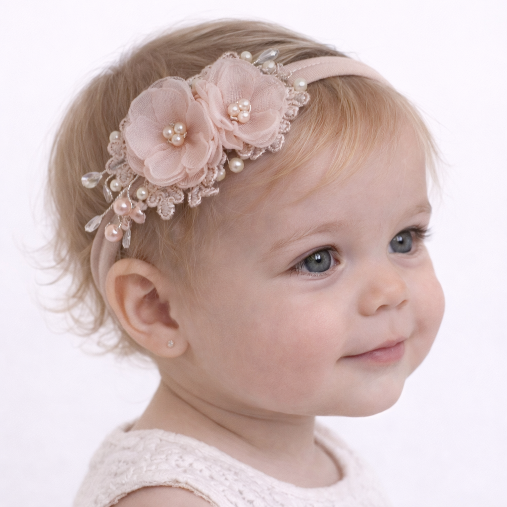Soft Blush Pink Baby Girl Floral Headband