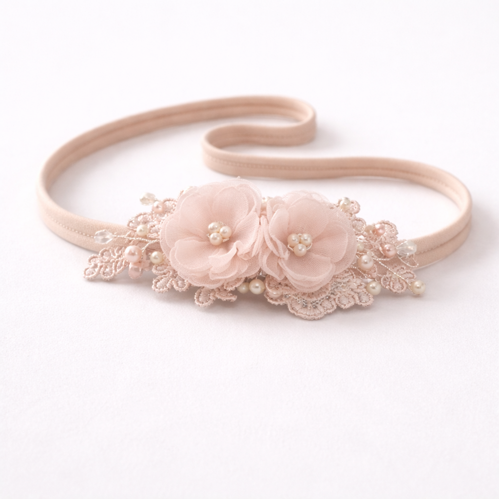 Soft Blush Pink Baby Girl Floral Headband