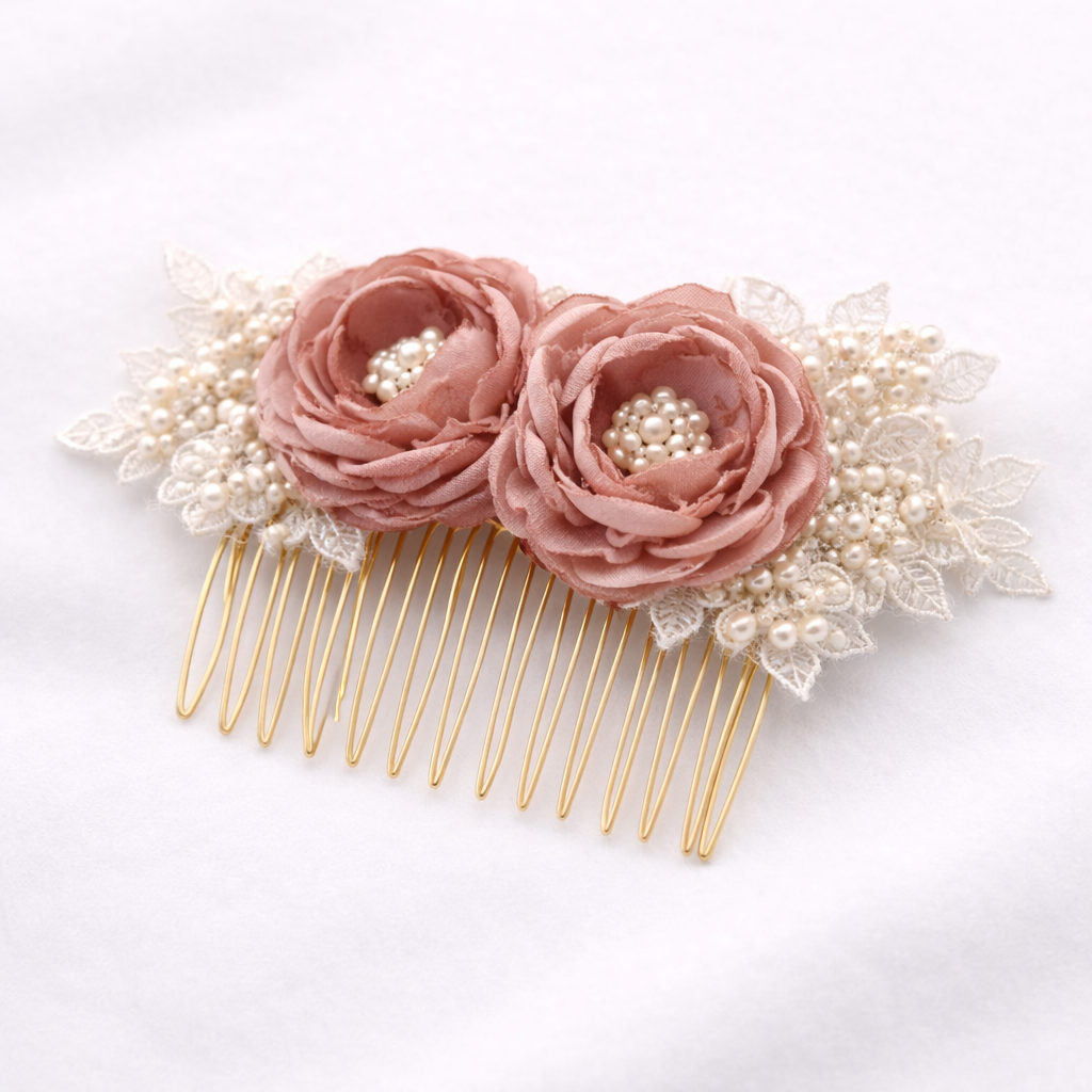 Blush Floral Pearl Hair Comb