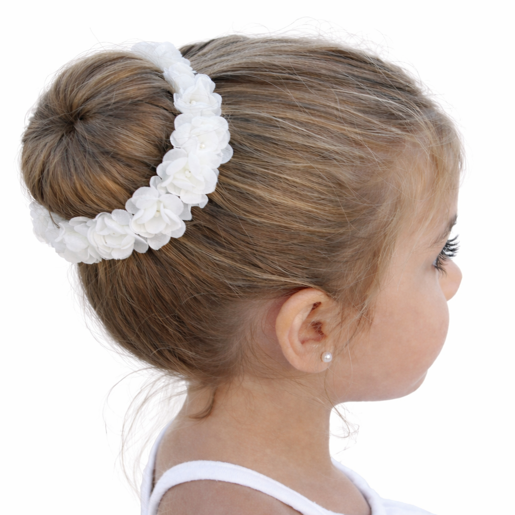 Ivory Elastic Floral Bun Wreath