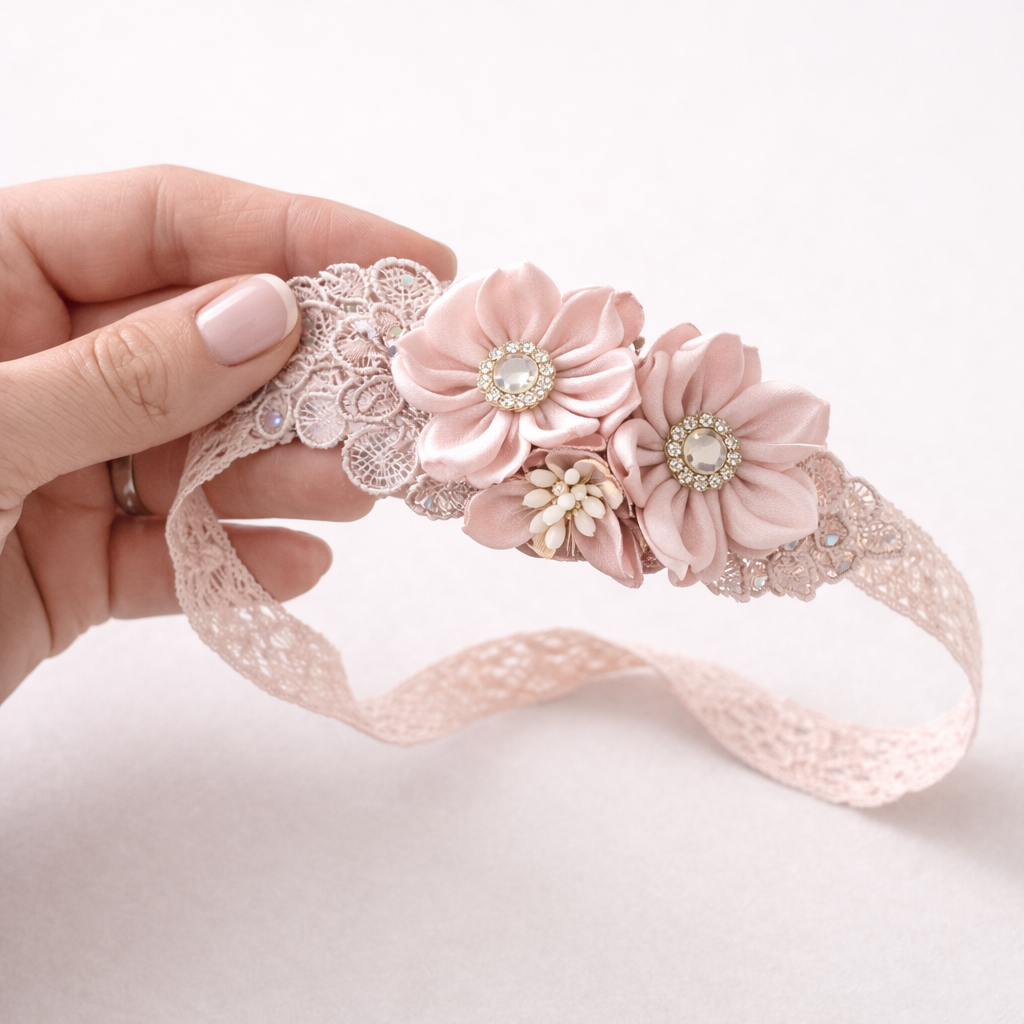 Blush Pink Flower Stretch Headband