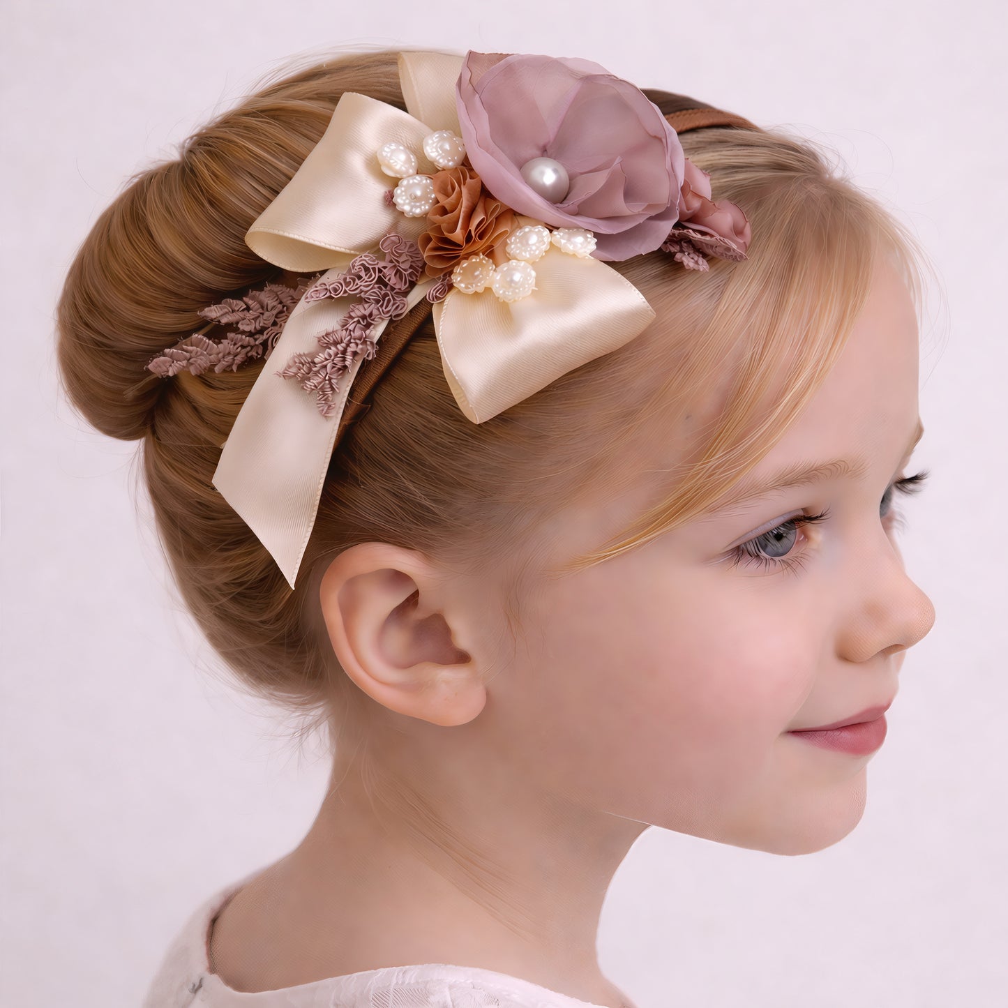 Satin Bow & Pearl Headpiece for Girls