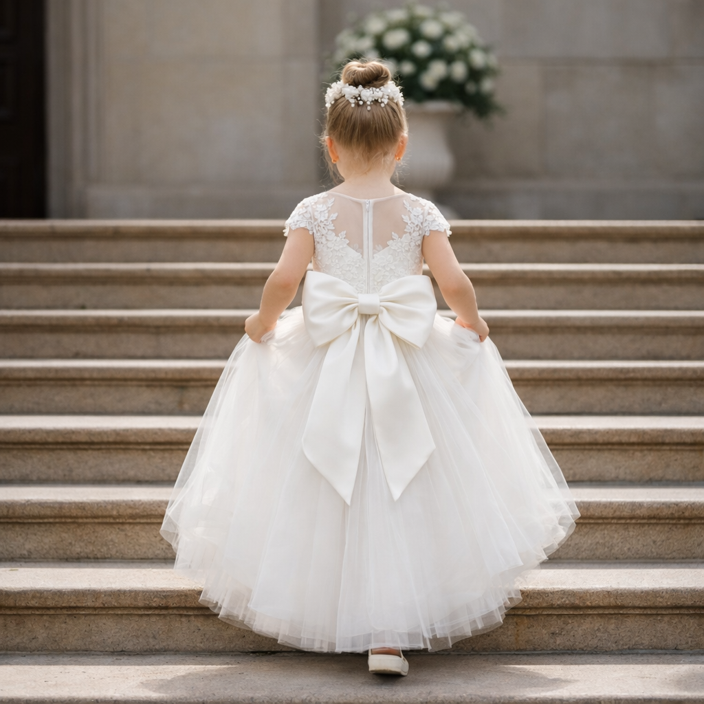 White Lace Flower Girl Dress