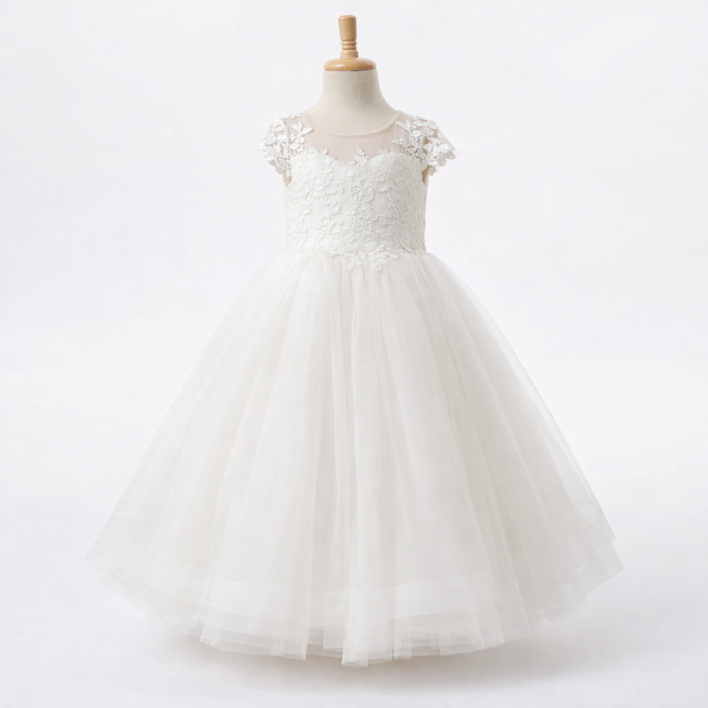 White Lace Flower Girl Dress