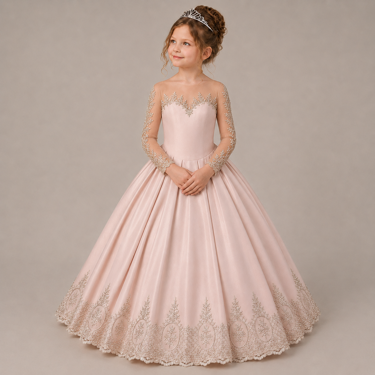 Blush Pink Milano Satin Ball Gown