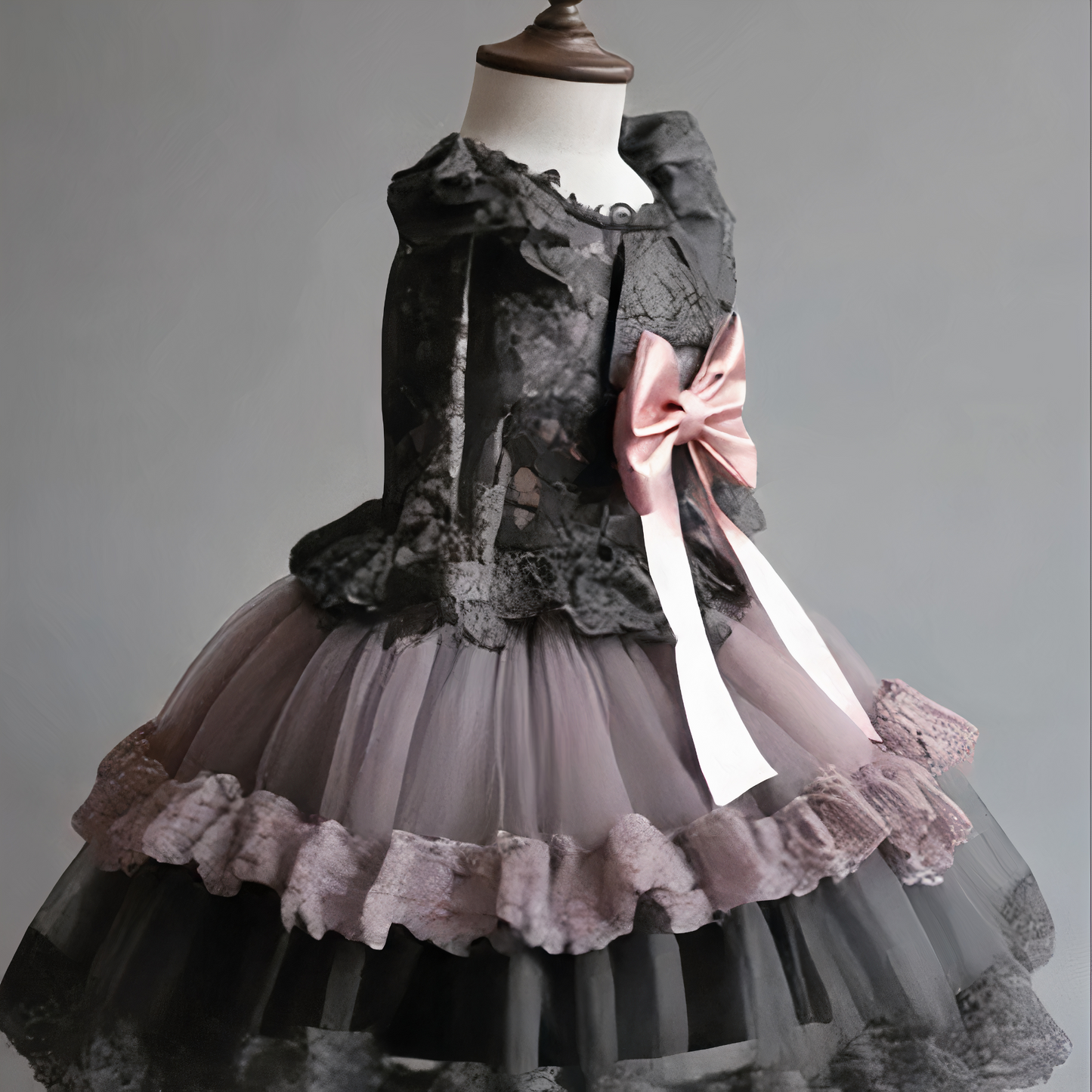 Luna Black and Mauve Lace Dress