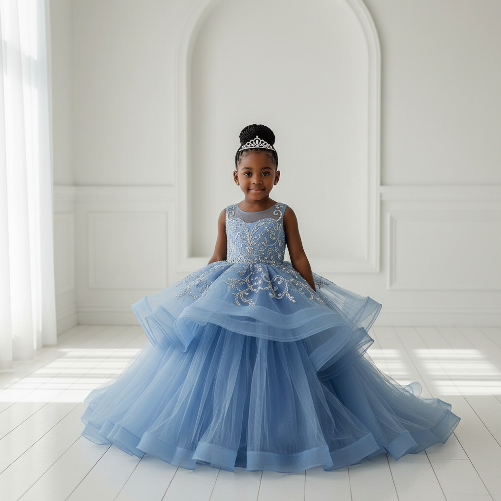 Luxury Powder Blue Princess Occasion Dress
