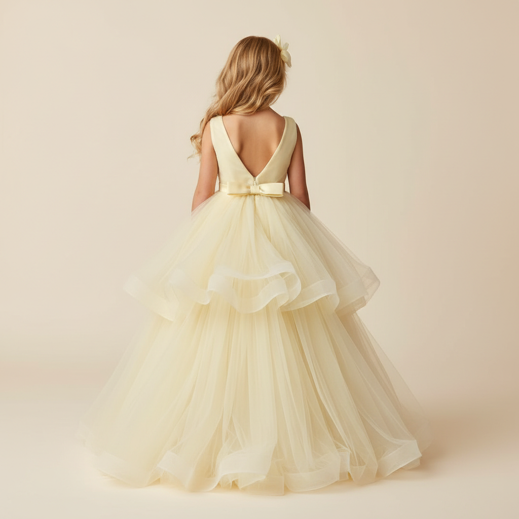 Butter Yellow Tulle Ball Gown