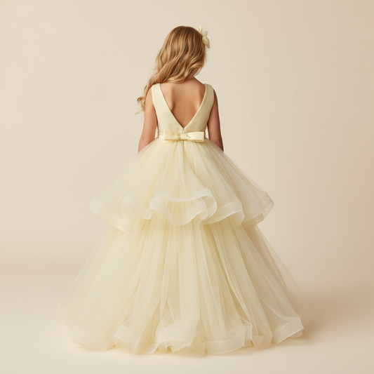 Butter Yellow Tulle Ball Gown