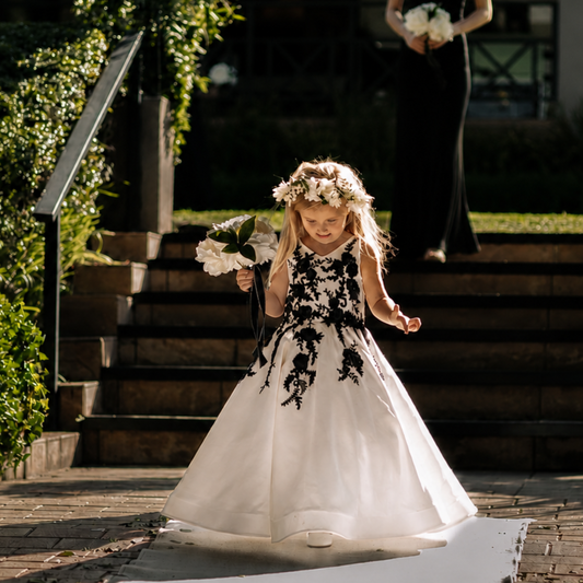 Ivory Satin & Black Lace Occasion Dress