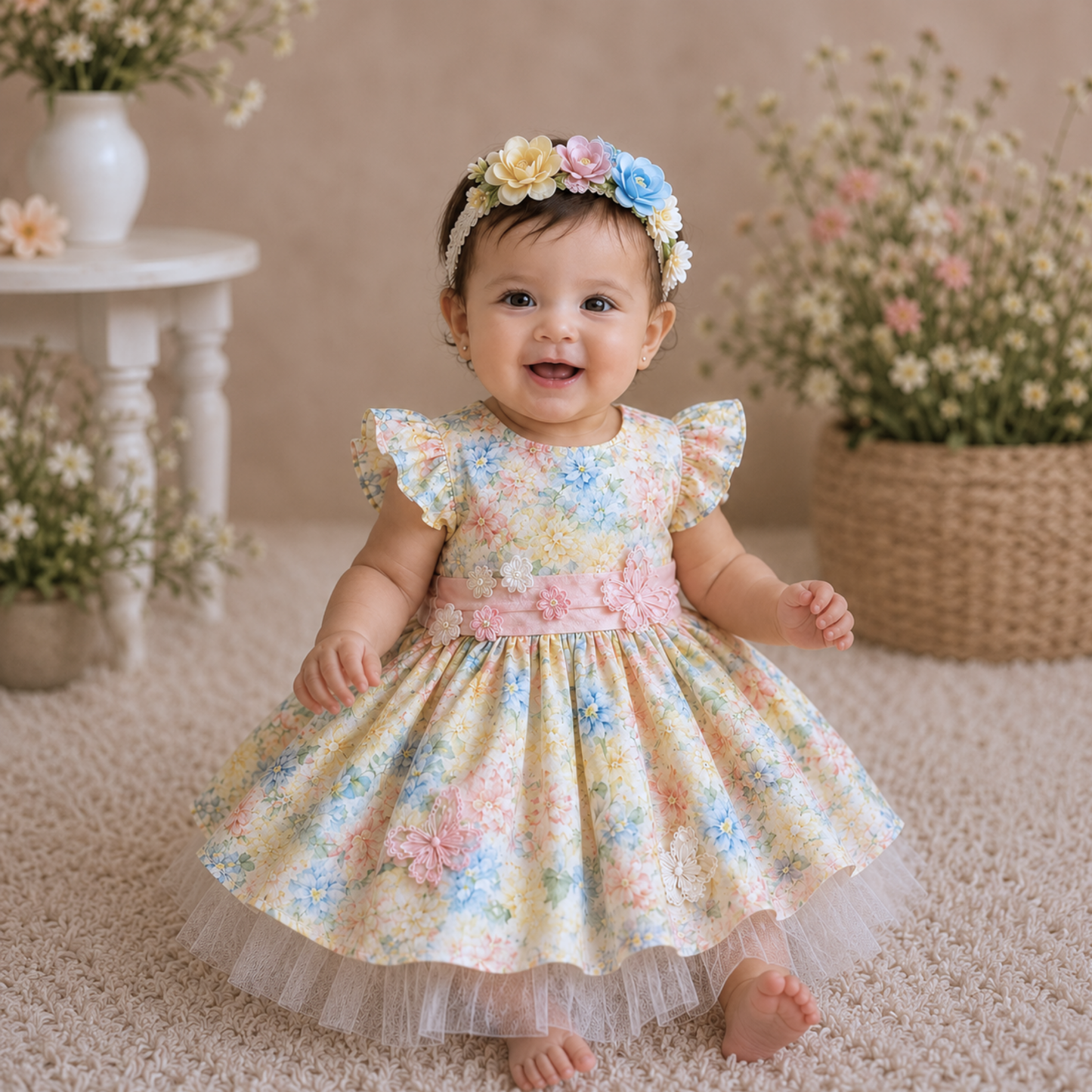 Pastel Floral Flutter Dress