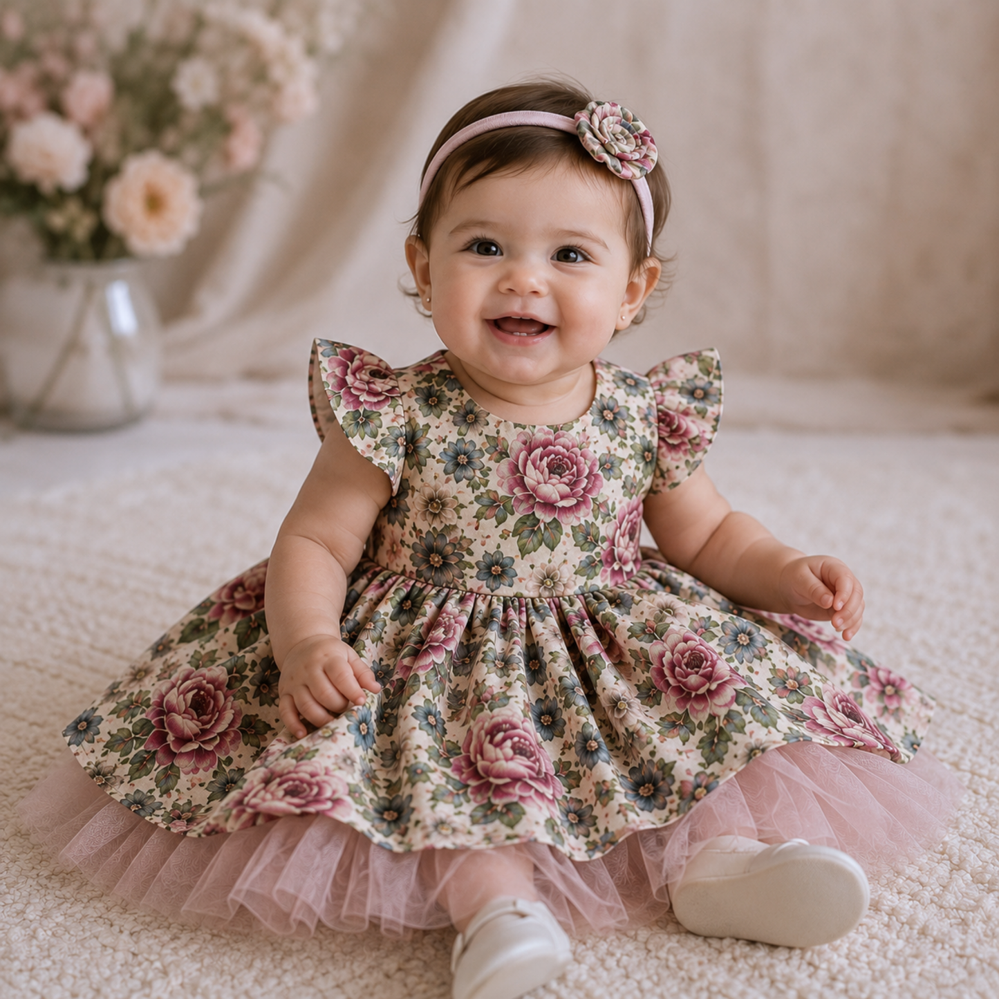 Garden Rose Cotton and Tulle Dress