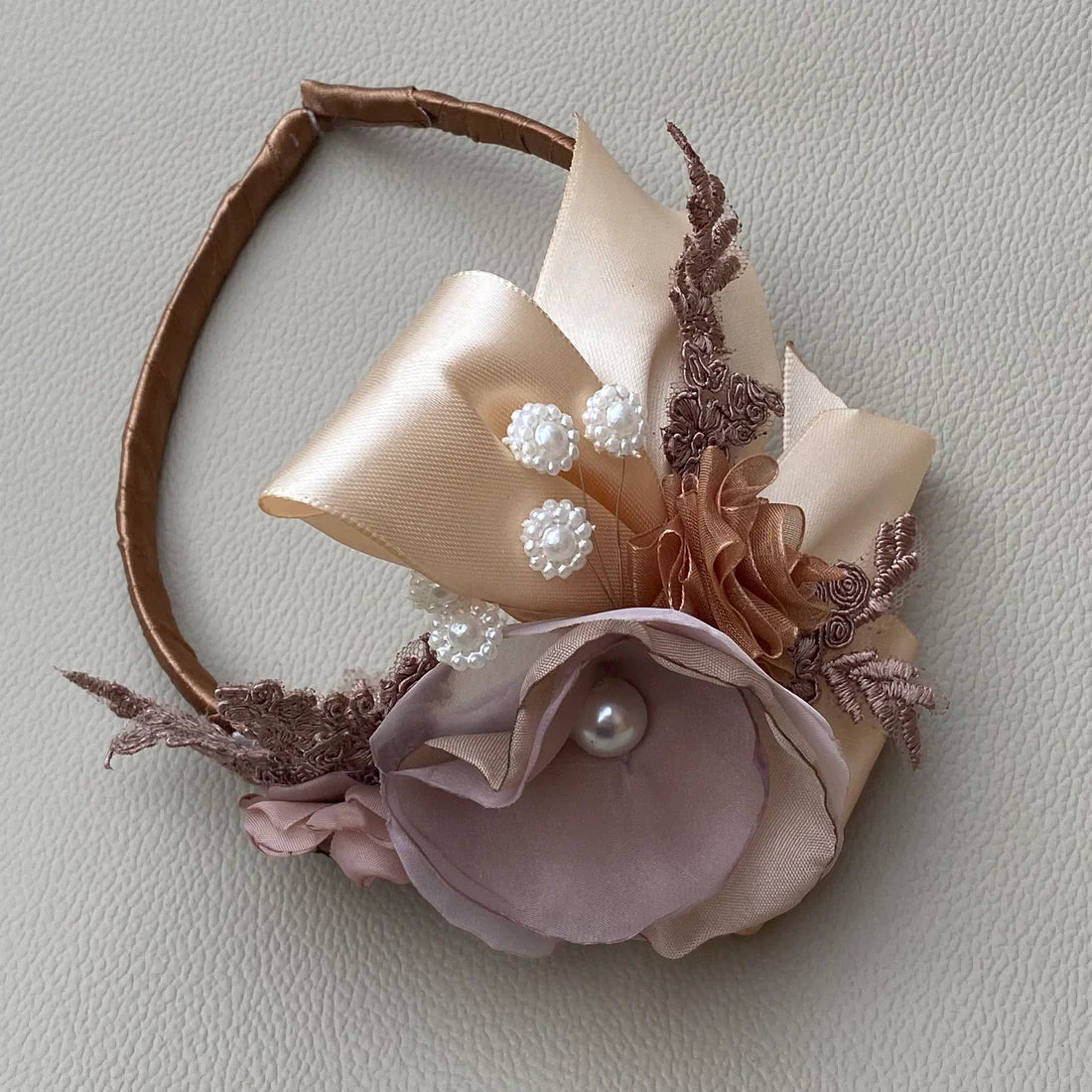 Satin Bow & Pearl Headpiece for Girls