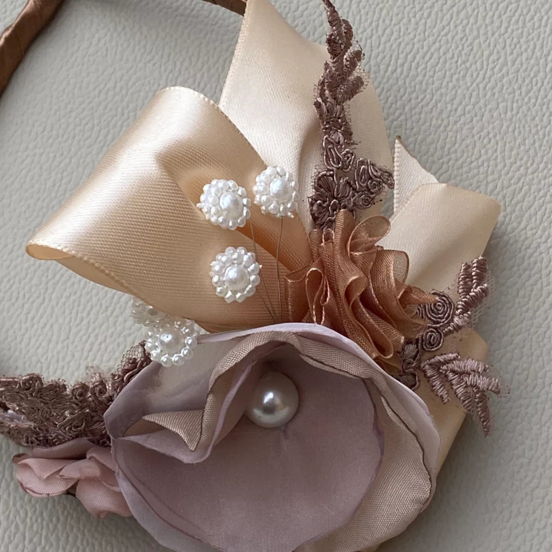 Satin Bow & Pearl Headpiece for Girls